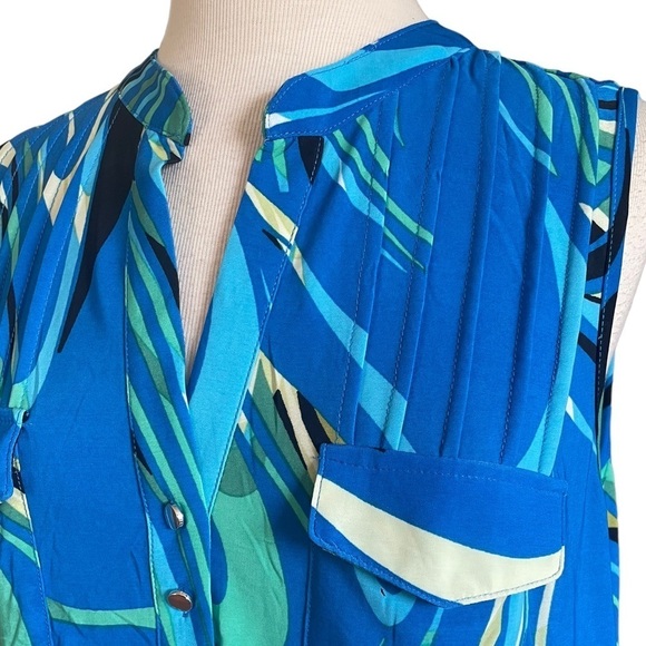 COCOMO 1X Blue Green Plus Size sleeveless
women's Blouse top tunic shirt - Picture 6 of 12